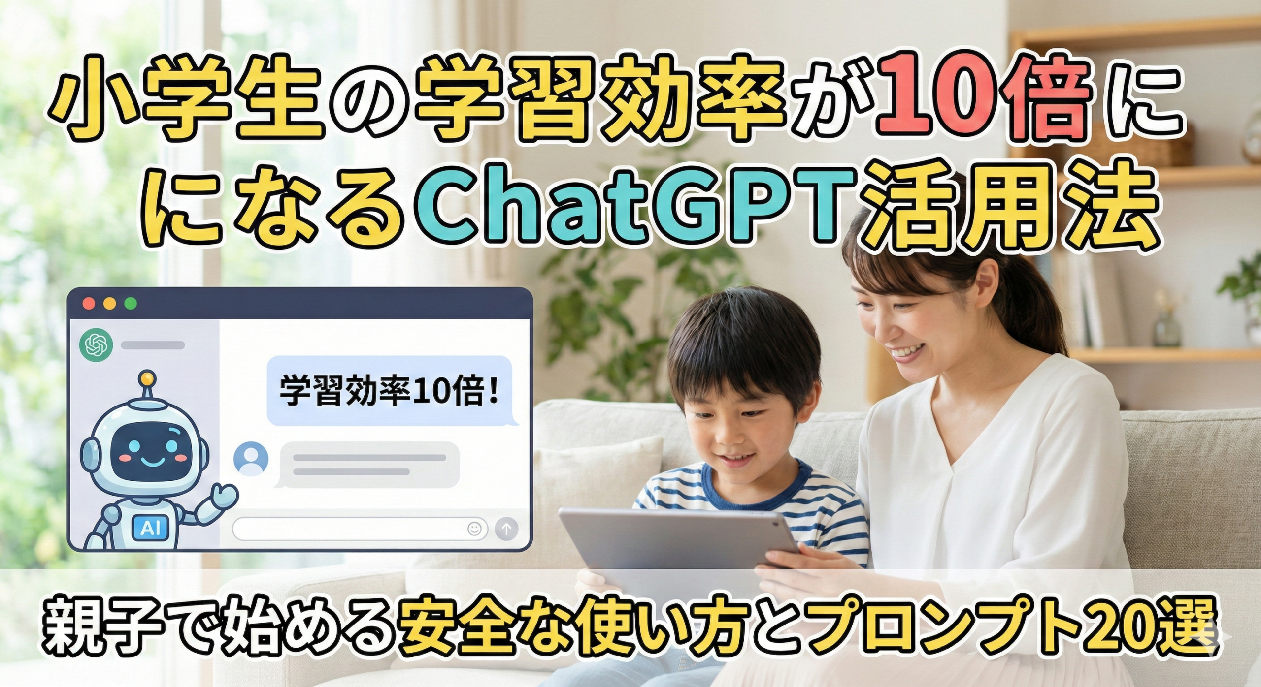 小学生の学習効率が10倍になるChatGPT活用法｜親子で始める安全な使い方とプロンプト20選