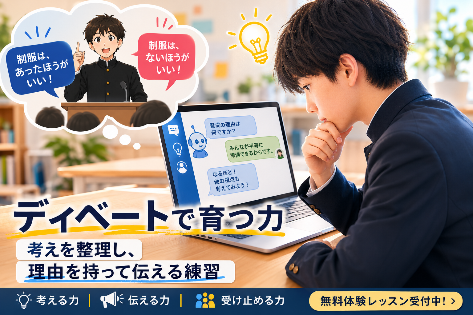 中学生のディベートで育つ力|考えを整理し、理由を持って伝えるレッスン