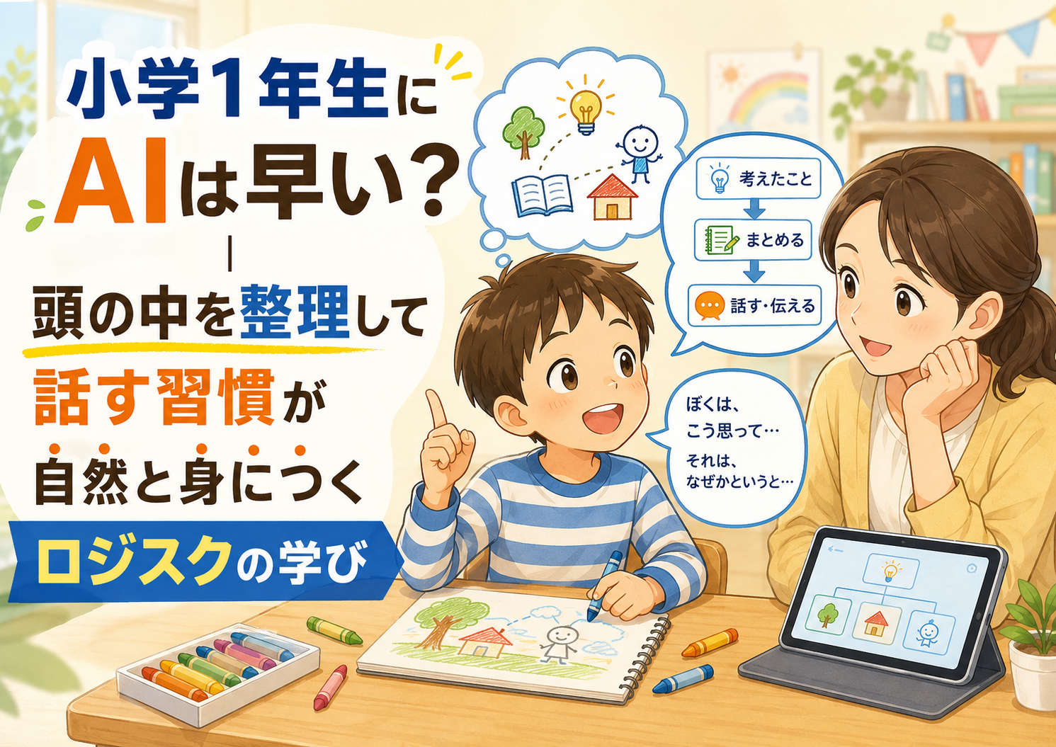 小学1年生にAIは早い？｜頭の中を整理して話す習慣が自然と身につくロジスクの学び