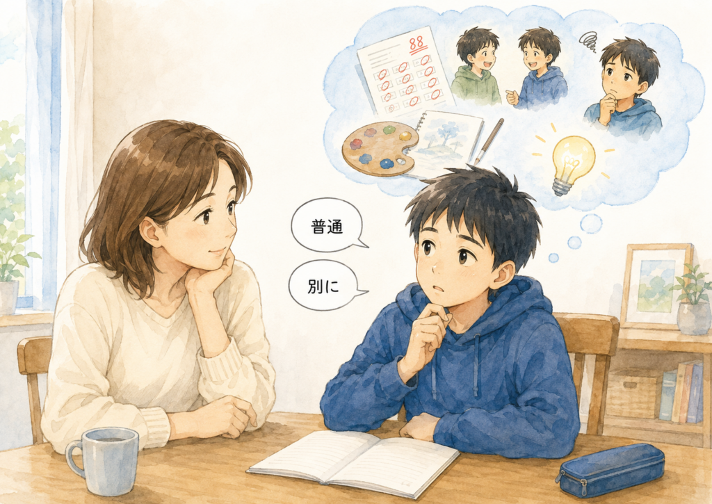 「普通」「別に」で会話が終わる子ども|頭の中の考えを言葉にする力の育て方の画像1