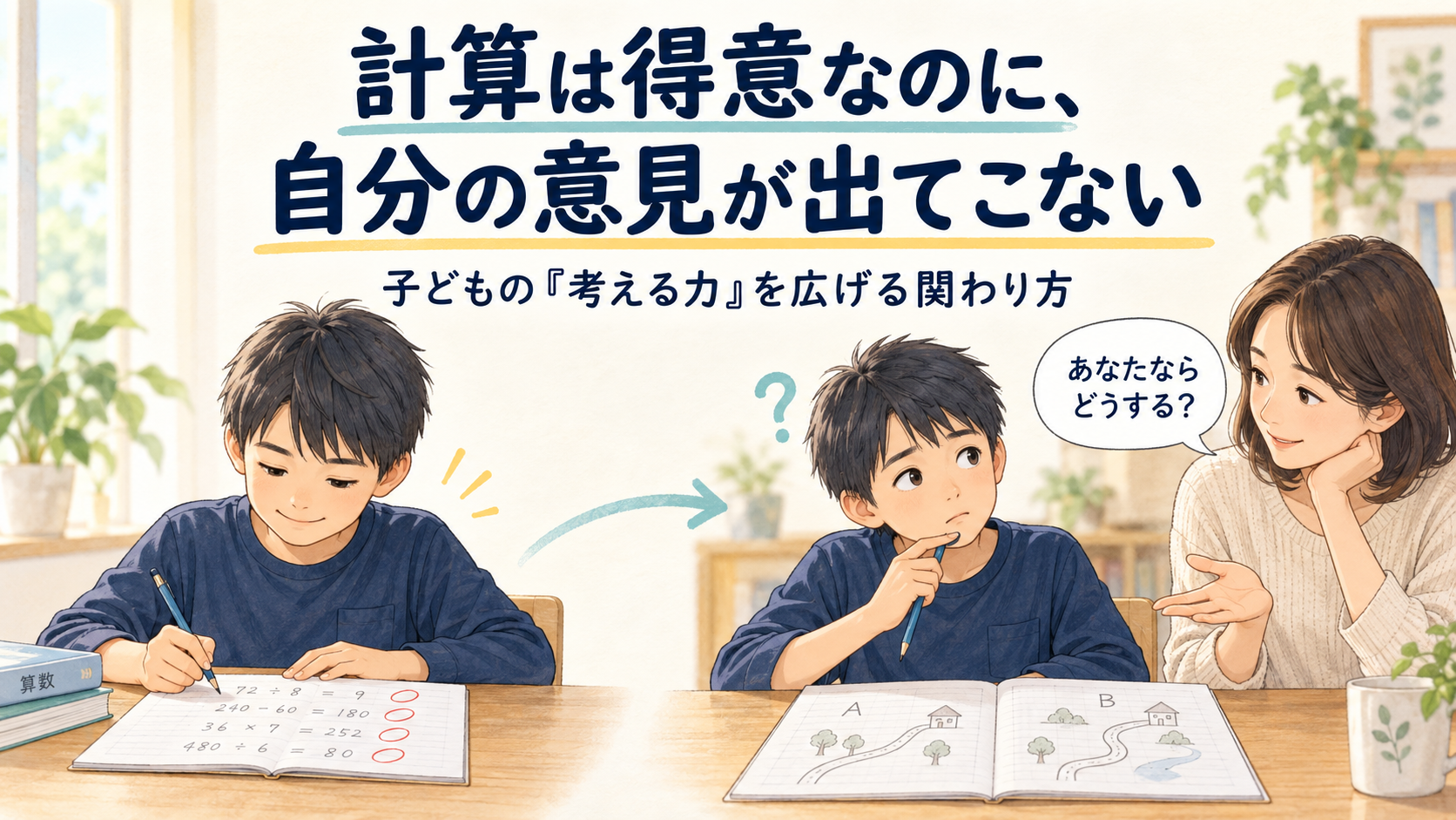計算は得意なのに、自分の意見が出てこない|子どもの「考える力」を広げる関わり方